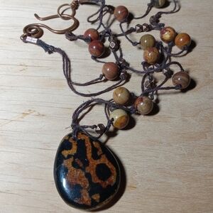 * vintage real butterfly wings in 2 sided resin pendant on 21.5" hemp cord